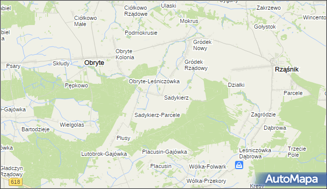 mapa Sadykierz gmina Obryte, Sadykierz gmina Obryte na mapie Targeo