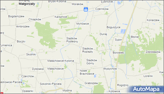 mapa Śladków Rozlazły, Śladków Rozlazły na mapie Targeo