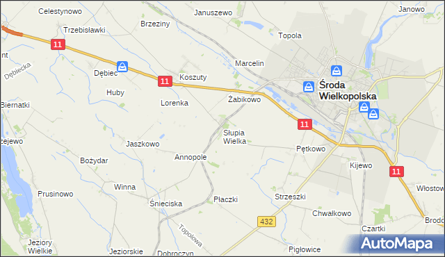 mapa Słupia Wielka, Słupia Wielka na mapie Targeo