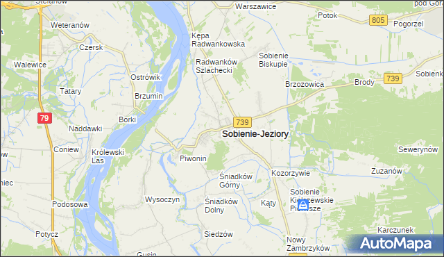 mapa Sobienie-Jeziory, Sobienie-Jeziory na mapie Targeo