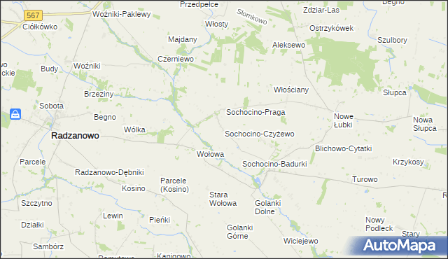 mapa Sochocino-Czyżewo, Sochocino-Czyżewo na mapie Targeo