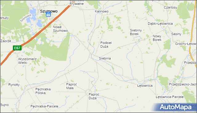 mapa Srebrna gmina Szumowo, Srebrna gmina Szumowo na mapie Targeo