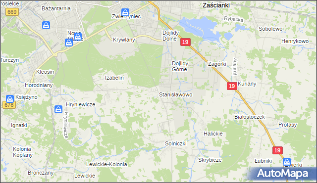 mapa Stanisławowo gmina Juchnowiec Kościelny, Stanisławowo gmina Juchnowiec Kościelny na mapie Targeo