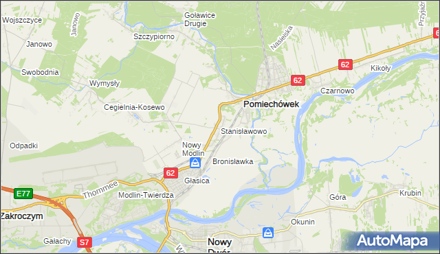 mapa Stanisławowo gmina Pomiechówek, Stanisławowo gmina Pomiechówek na mapie Targeo