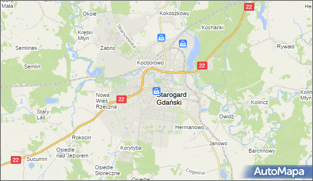 mapa Starogard Gdański, Starogard Gdański na mapie Targeo