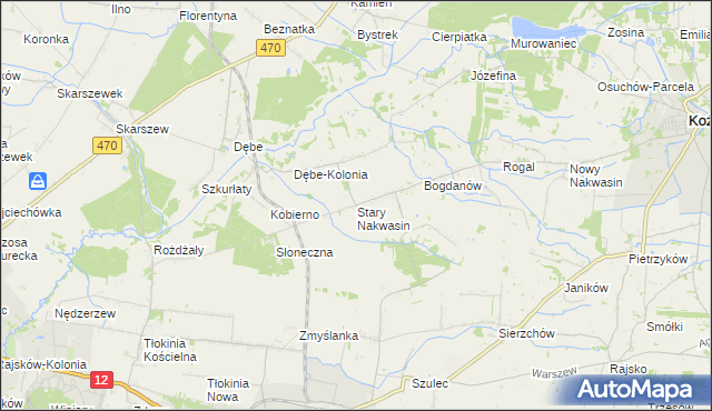 mapa Stary Nakwasin, Stary Nakwasin na mapie Targeo