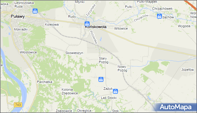 mapa Stary Pożóg, Stary Pożóg na mapie Targeo