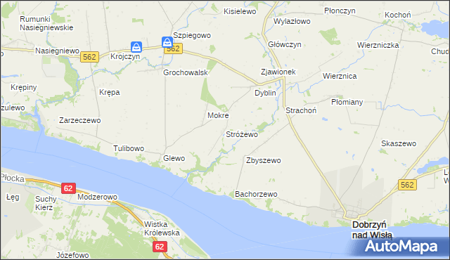 mapa Stróżewo gmina Dobrzyń nad Wisłą, Stróżewo gmina Dobrzyń nad Wisłą na mapie Targeo