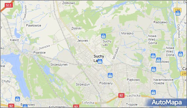 mapa Suchy Las powiat poznański, Suchy Las powiat poznański na mapie Targeo