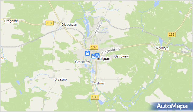 mapa Sulęcin, Sulęcin na mapie Targeo