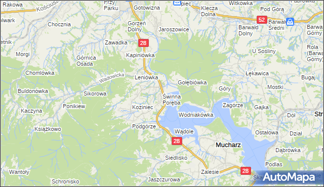 mapa Świnna Poręba, Świnna Poręba na mapie Targeo
