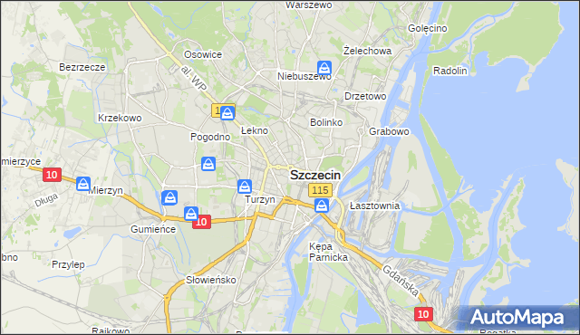 mapa Szczecina, Szczecin na mapie Targeo