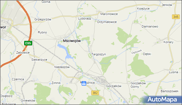 mapa Targoszyn, Targoszyn na mapie Targeo