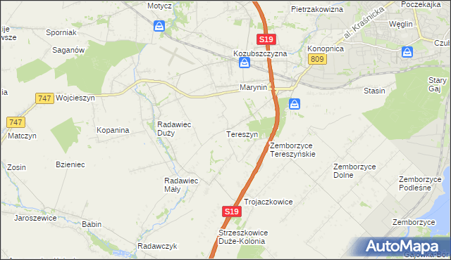 mapa Tereszyn, Tereszyn na mapie Targeo