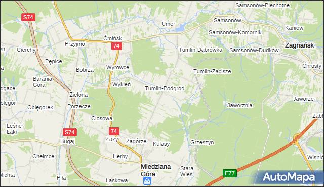 mapa Tumlin-Wykień, Tumlin-Wykień na mapie Targeo