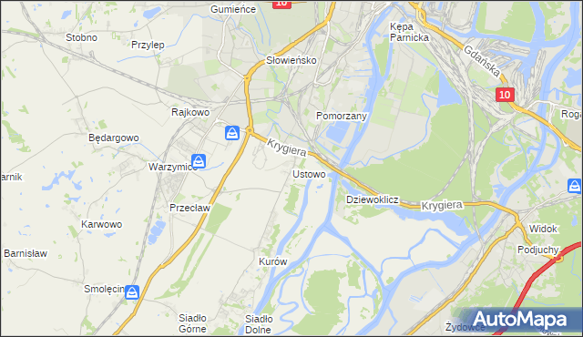 mapa Ustowo, Ustowo na mapie Targeo