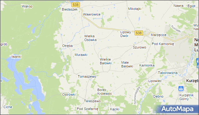 mapa Wielkie Bałówki, Wielkie Bałówki na mapie Targeo