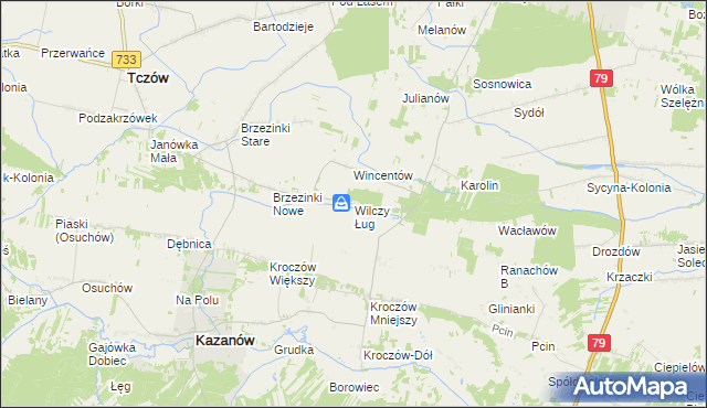 mapa Wilczy Ług, Wilczy Ług na mapie Targeo