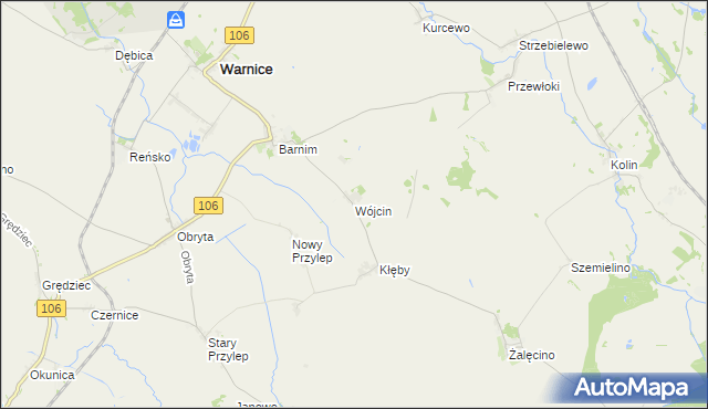 mapa Wójcin gmina Warnice, Wójcin gmina Warnice na mapie Targeo