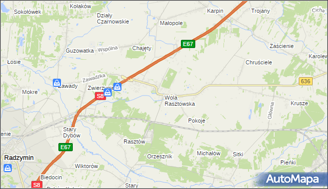 mapa Wola Rasztowska, Wola Rasztowska na mapie Targeo