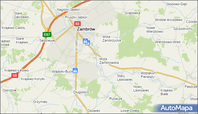 mapa Wola Zambrowska, Wola Zambrowska na mapie Targeo