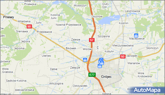 mapa Worów, Worów na mapie Targeo