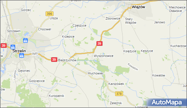 mapa Wyszonowice, Wyszonowice na mapie Targeo