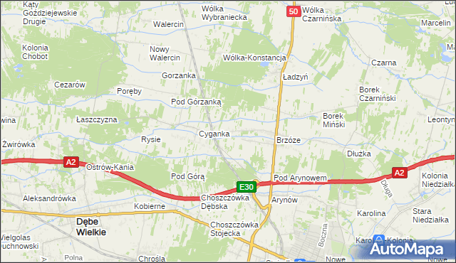 mapa Żuków gmina Mińsk Mazowiecki, Żuków gmina Mińsk Mazowiecki na mapie Targeo