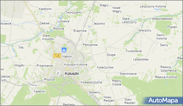 mapa Zygmuntów gmina Koluszki, Zygmuntów gmina Koluszki na mapie Targeo