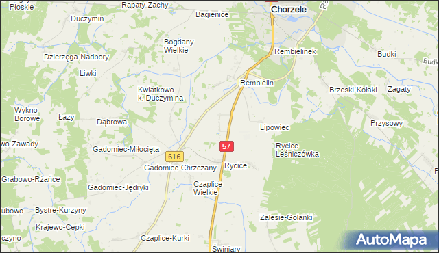 mapa Aleksandrowo gmina Chorzele, Aleksandrowo gmina Chorzele na mapie Targeo