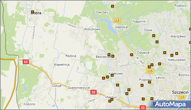 mapa Bezrzecze, Bezrzecze na mapie Targeo
