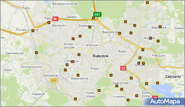 mapa Białegostoku, Białystok na mapie Targeo