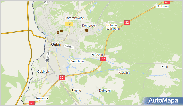 mapa Bieżyce, Bieżyce na mapie Targeo