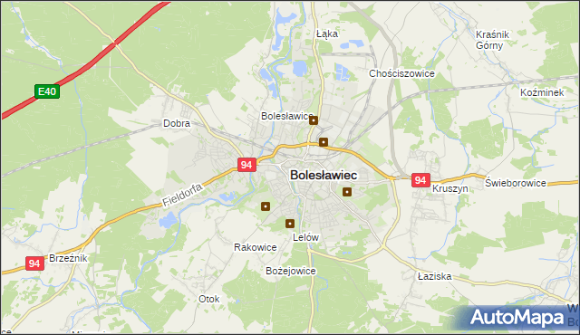 mapa Bolesławca, Bolesławiec na mapie Targeo