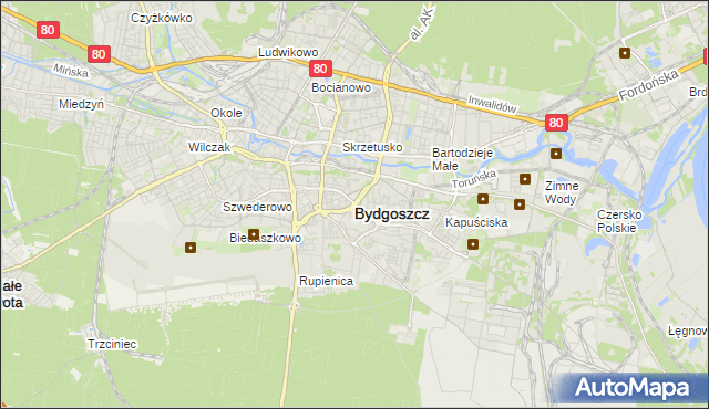 mapa Bydgoszczy, Bydgoszcz na mapie Targeo