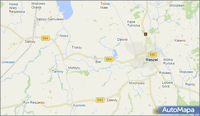 mapa Czarnowiec gmina Reszel, Czarnowiec gmina Reszel na mapie Targeo