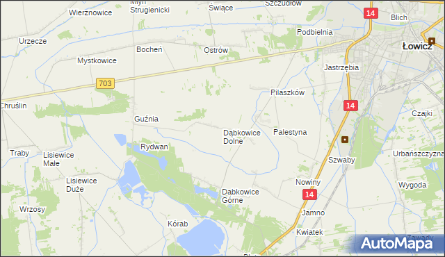 mapa Dąbkowice Dolne, Dąbkowice Dolne na mapie Targeo