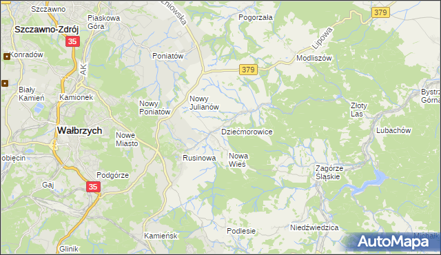 mapa Dziećmorowice, Dziećmorowice na mapie Targeo