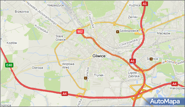 mapa Gliwic, Gliwice na mapie Targeo