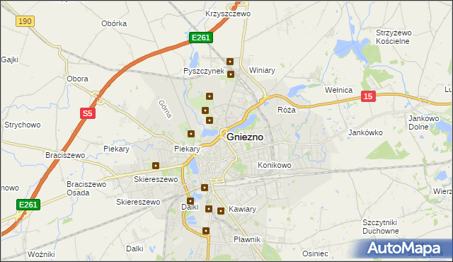 mapa Gniezna, Gniezno na mapie Targeo