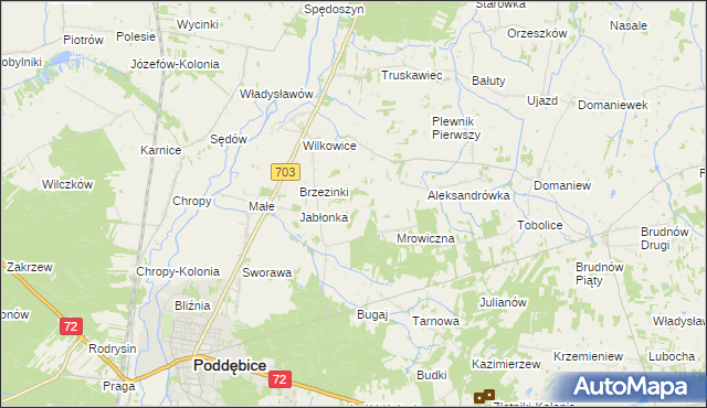 mapa Golice gmina Poddębice, Golice gmina Poddębice na mapie Targeo