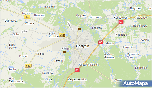 mapa Gostynin, Gostynin na mapie Targeo