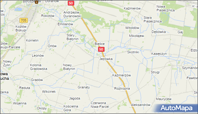 mapa Jeżówka gmina Sochaczew, Jeżówka gmina Sochaczew na mapie Targeo