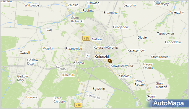 mapa Koluszki, Koluszki na mapie Targeo