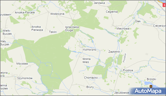 mapa Komorzno, Komorzno na mapie Targeo