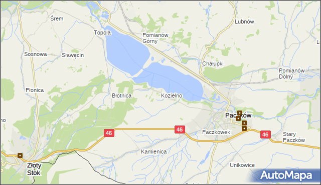 mapa Kozielno, Kozielno na mapie Targeo