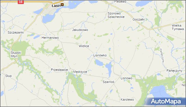 mapa Lisnówko, Lisnówko na mapie Targeo