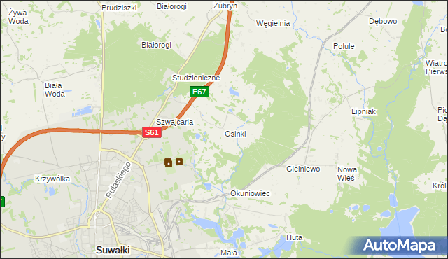 mapa Osinki gmina Suwałki, Osinki gmina Suwałki na mapie Targeo