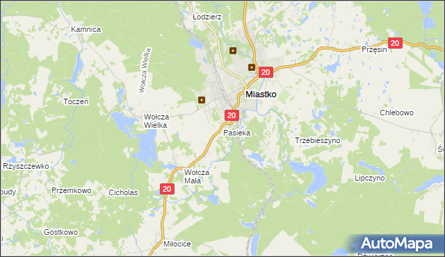 mapa Pasieka gmina Miastko, Pasieka gmina Miastko na mapie Targeo