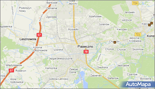 mapa Piaseczno, Piaseczno na mapie Targeo
